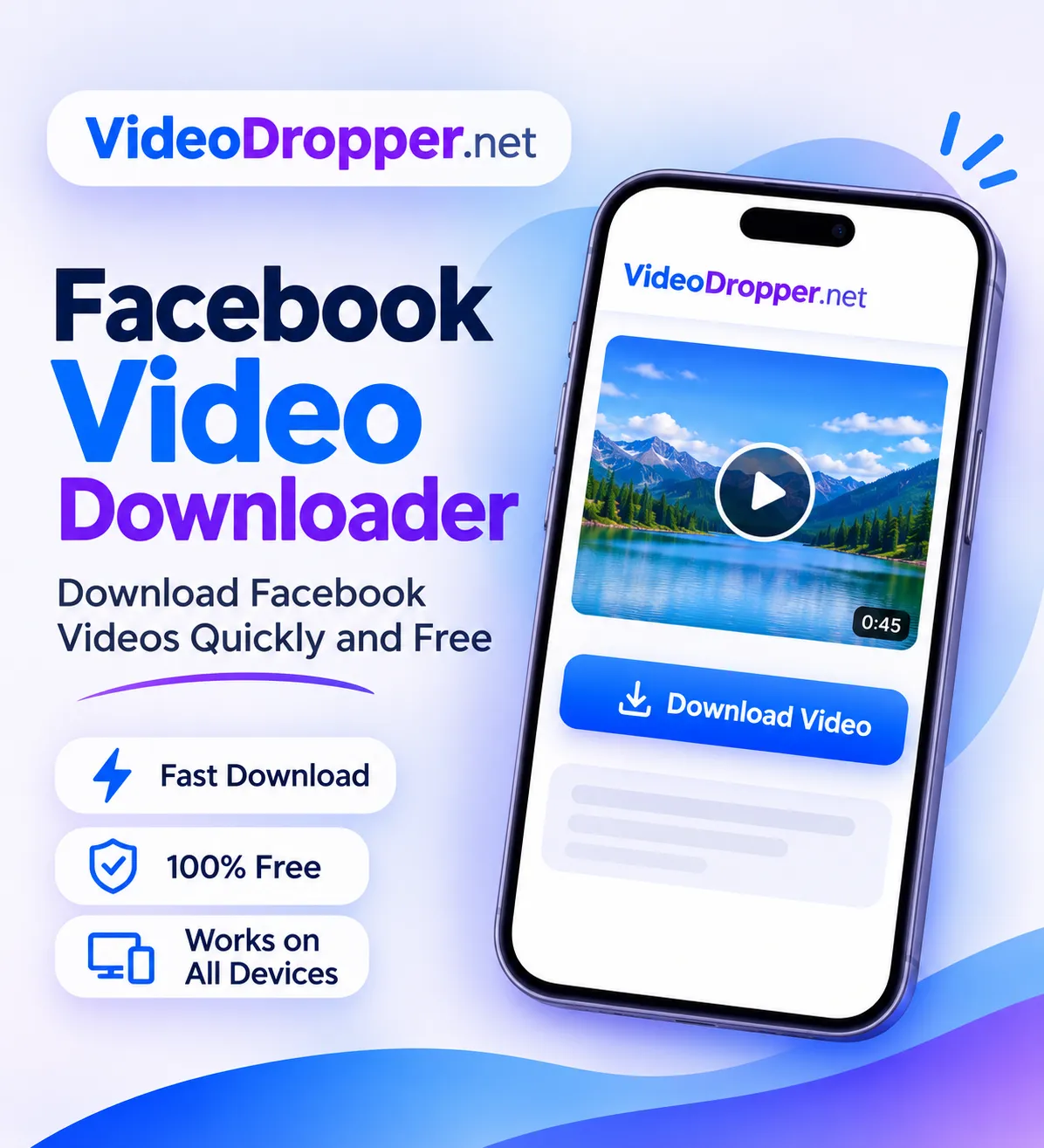 VideoDropper on a phone showing a downloaded Facebook video